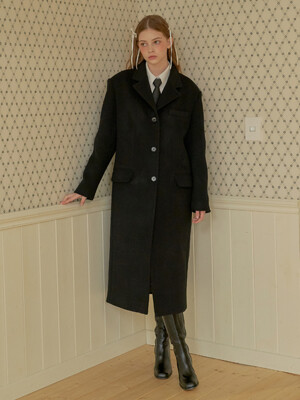 BLACK 3-BUTTON LONG COAT