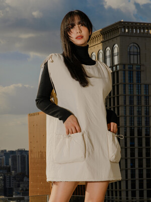 String padded dress (light beige)