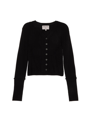 CUT OUT DETAILED KNIT CARDIGAN IN BLACK