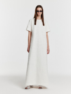 YULIZABETH Short Sleeve Maxi Dress - White