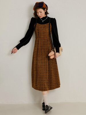 LS_Brown plaid corduroy dress
