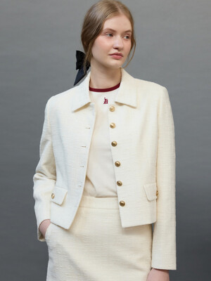 Classic Tweed Collar Jacket Cream (JWJA4E905IV)