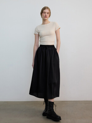 Midi Shirring Skirt Black (JWSK4E907BK)