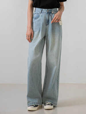 TWO PINTUCK WIDE DENIM PANTS_NSDP436 (Lightblue)