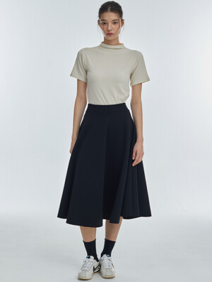 Flare Span Long Skirt [Black]