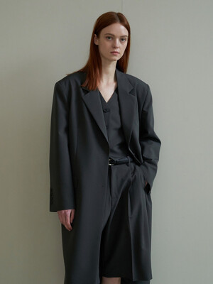 Classic Tailered Long Coat Charcoal