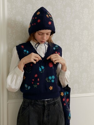 NAT cotton vest virginie navy