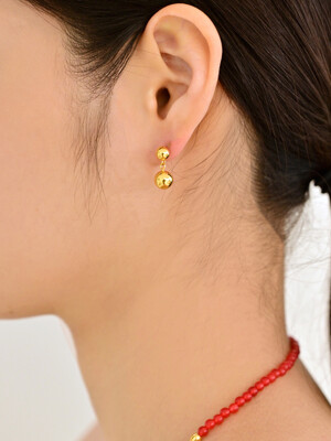 24 Gold double ball Earring -silver925
