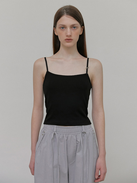 에트몽]Scarf Shirring Sleeveless Top, Black