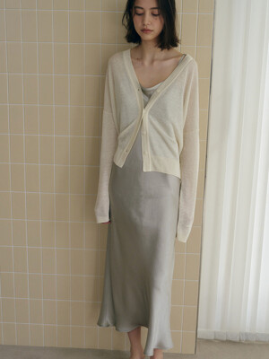 SLIP SATIN DRESS_ASH GREY