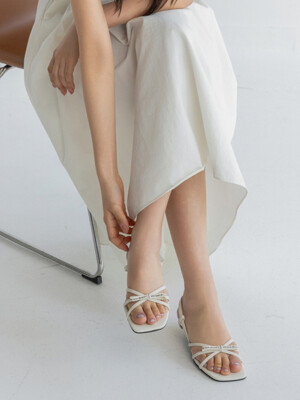 레터링 보우 샌들 IVORY 3cm