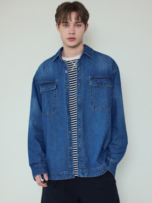 Washed Flap Denim Shirt_Blue(WC25-SH01)