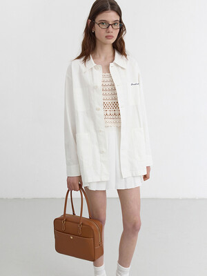 UNISEX LINEN HALF JACKET WHITE_UDTR5B121WT