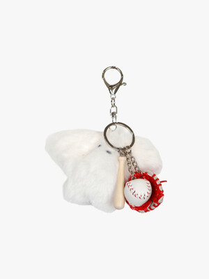 LOVELY BASEBALL BUNNY KEYRING_WHITE