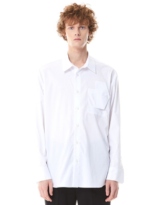 Unbalance pocket Overfit Shirt (White)