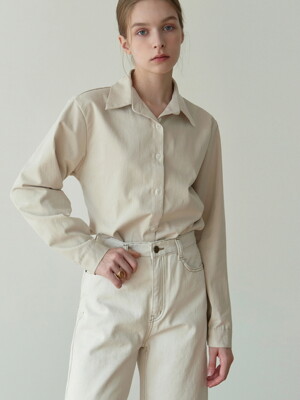 COTTON SUEDE SHIRT_LIGHT BEIGE