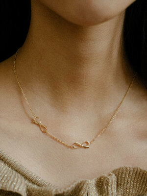 Two ribbon necklace [silver/gold]