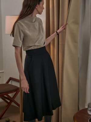 Side Button Flare skirt_2color