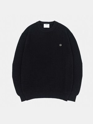 COTTON CURVED SLEEVE PULLOVER_BLACK