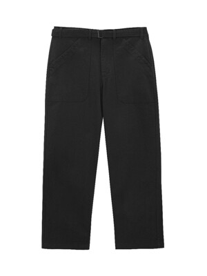 Belted wide pants (black)