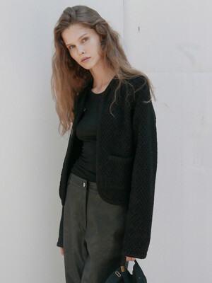 [KNIT] Tweed Crop Cardigan _ 2color