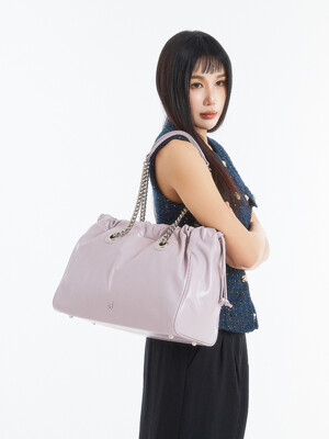 CH. SQUARE TRAWSTRING BAG, PURPLE