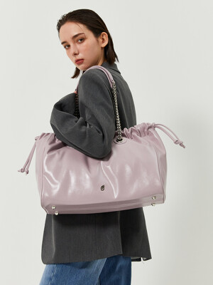 CH. SQUARE TRAWSTRING BAG, PURPLE