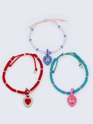 Swarovski heart stone color beads Bracelet 스와로브스키 하트 스톤 컬러 비즈 매듭 팔찌