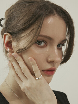 Silver wave earcuff & pinky ring, Mia