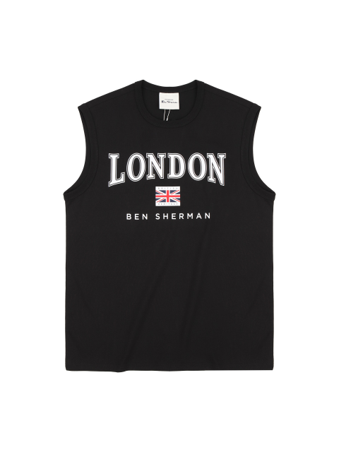 티셔츠 - 벤셔먼 (bensherman) - 남성 런던 배색 나시 티셔츠 블랙 BNBTS234M