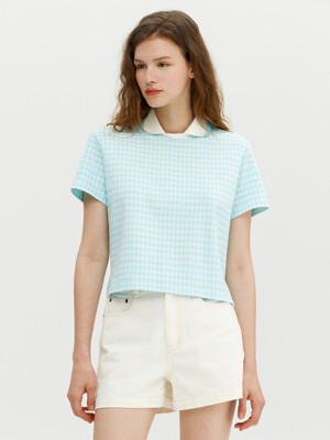 LASAGNE Collar jacquard T-shirt (Light blue)
