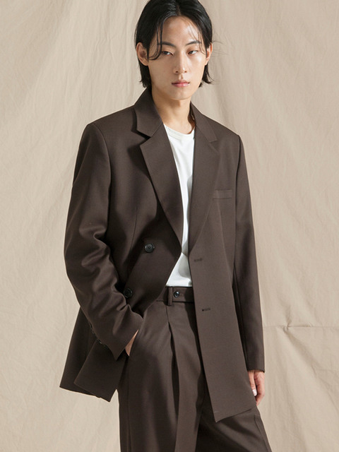아우터 - 문빔 (MOONVIM) - moonvim single blazer (brown)
