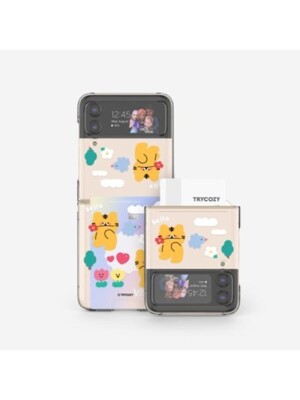 [T]동물꽃소풍 갤럭시Z플립3/Z플립4 클리어 카드 하드케이스