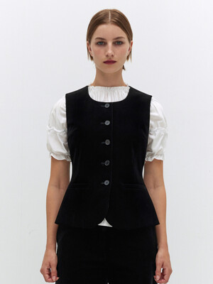 HOURGLASS TWILL VEST (BLACK)