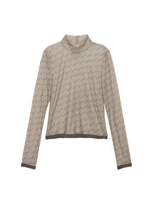 MATIN LETTERING TURTLE NECK LIGHT TOP IN BEIGE