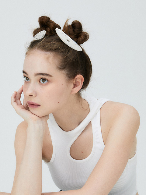 헤어액세서리,헤어액세서리 - 드니니 (DNINI) - Heart Oval Hair Barrettes(White)