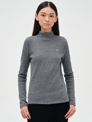 [23FW clove] Ribbed Turtleneck (Charcoal)