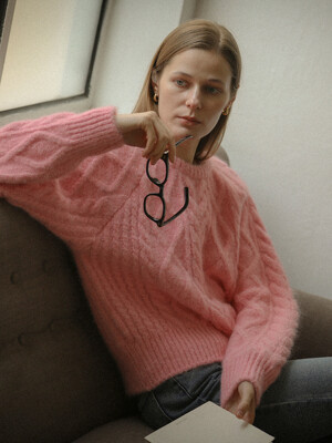 Brynn raglan round neck knit_Pink