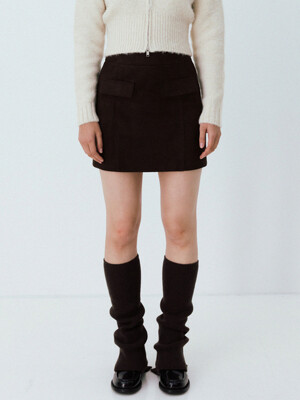 faux suede mini skirt (dark brown)