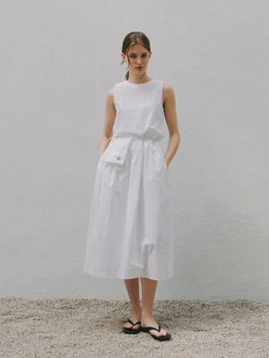 Pocket belt Summer Dress - White