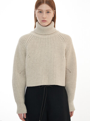 Turtleneck Cropped Knit Pullover_Oatmeal