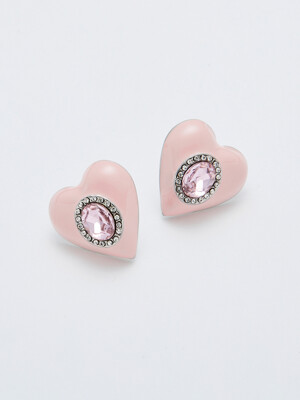 Glossy Heart Earrings Pink