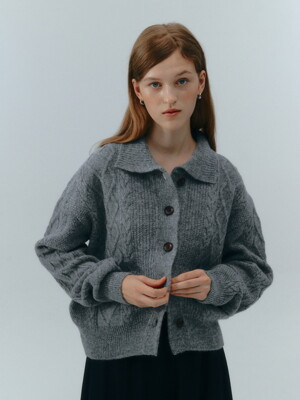 Scotland Wool Collar Cardigan (Gray)