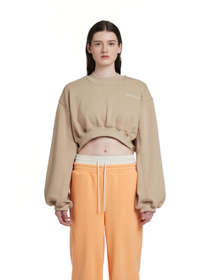 Logo Cropped Sweatshirt_Beige