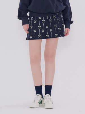 MET ribbon printing skirt pant navy