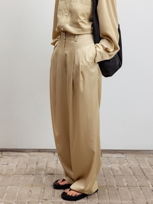 Stitch Two Tuck Pants_Beige