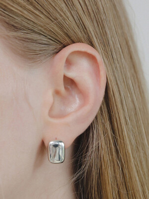 Silver Square Chubby Earrings M03913