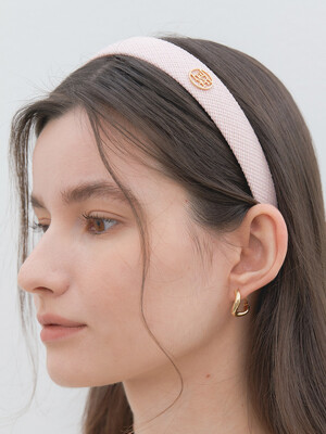 linen texture logo pendant hairband (H013_light pink)