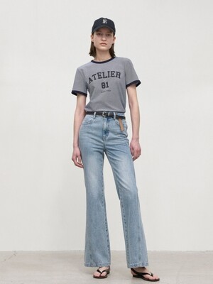 HORLOW DIAGONEL BOOTCUT DENIM PANTS(PT-5527)