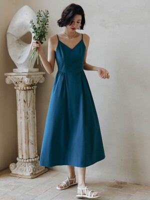 LS_Blue a-line dress
